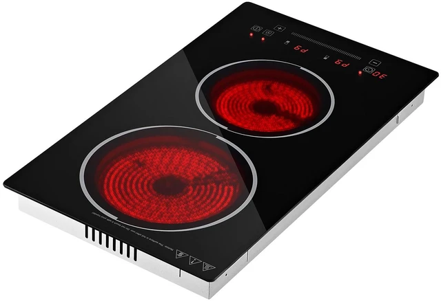 Main image of VEVOR Electric Cooktop 12inch 2 Burners Portable Stove Top 1800W 120V, Ceramic Countertop/Built-in Radiant Electric Stove, with 9 Power Levels, Timer, Child Lock, Over-Heat Guard, Touch Control