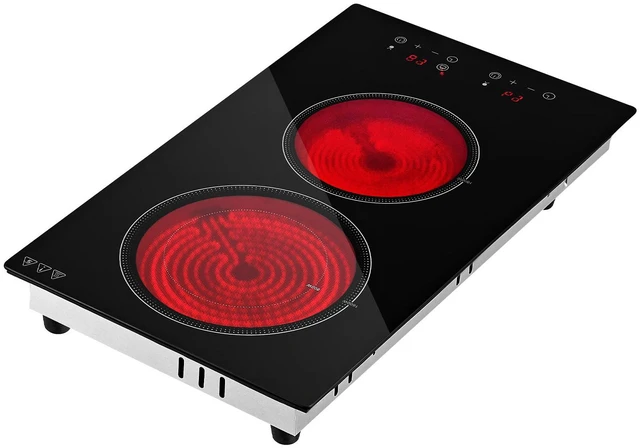 Main image of VEVOR Electric Cooktop 12inch 2 Burners Portable Stove Top 1800W 120V, Ceramic Countertop/Built-in Radiant Electric Stove, with 9 Power Levels, Timer, Child Lock, Over-Heat Guard, Touch Control