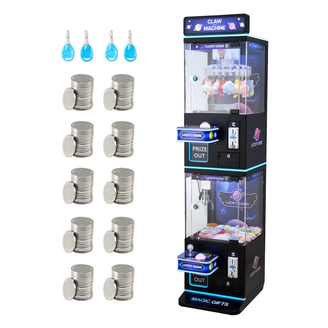 Alt view image 2 of 2 - Claw Crane Machine, Medium-Sized Arcade Game Machine with Claw + Grabber Double-Layer, Light & Sound, Toy Candy Grabber Prize Dispenser Vending Toy, for Commercial Home Cinema, Black Purple