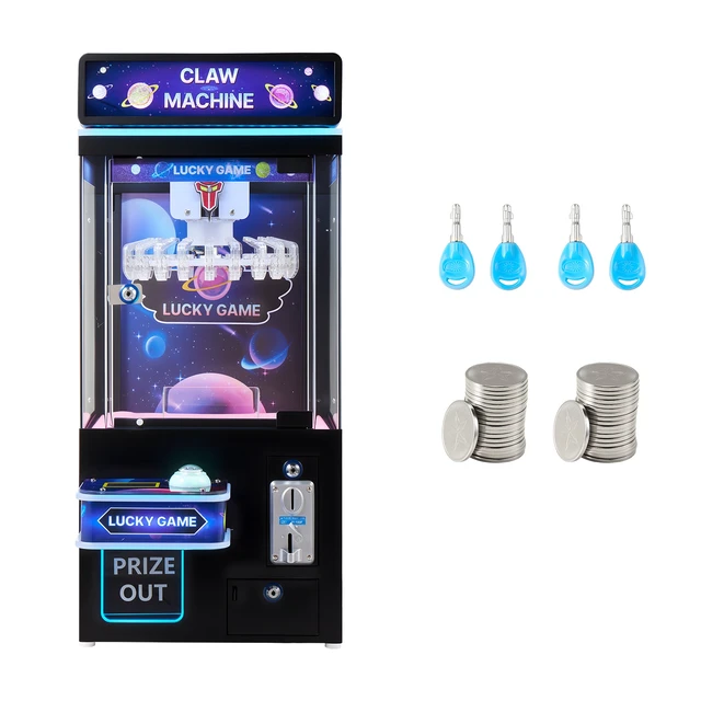 Alt view image 2 of 2 - Claw Crane Machine, Medium-Sized Arcade Game Machine with Light & Sound, Adjustable Difficulty, Precise Toy Candy Grabber Prize Dispenser Vending Toy, for Commercial Home Cinema, Black Purple