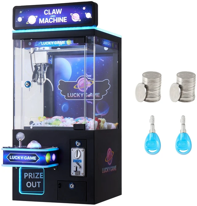 Alt view image 8 of 8 - Claw Crane Machine, Medium-Sized Arcade Game Machine with Light & Sound, Adjustable Steel Claws, Precise Toy Candy Grabber Prize Dispenser Vending Toy, for Commercial Home Cinema, Black Purple