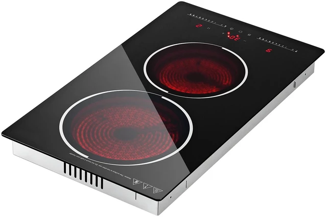 Main image of VEVOR Electric Cooktop 12inch 2 Burners Portable Stove Top 1800W 120V, Ceramic Countertop/Built-in Radiant Electric Stove, with 9 Power Levels, Timer, Child Lock, Over-Heat Guard, Touch Control