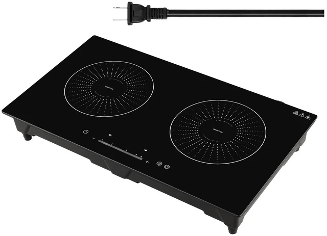 Main image of VEVOR Induction Cooktop 24inch 2 Burners Built-in Electric Stove 110V 1800W, Low-Power Continuous Heating, Induction Burner, with 9 Power Levels, LED Touch Screen, and Child Lock, for Kitchen, RV