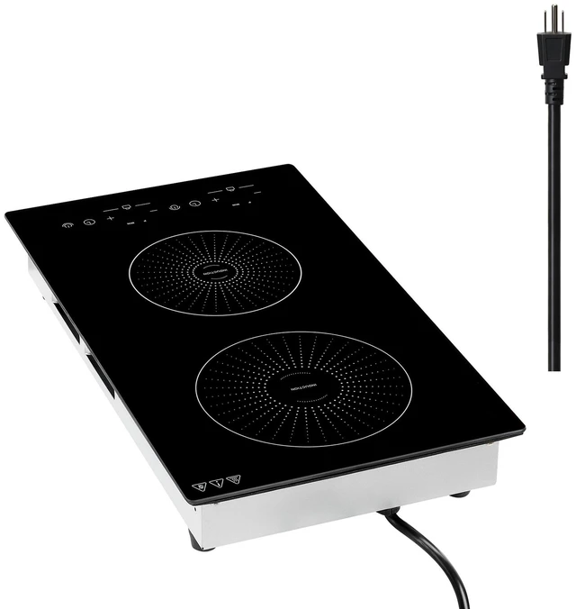 Main image of VEVOR Induction Cooktop 12in 2 Burners Built-in Electric Stove 110V 1800W, Low-Power Continuous Heating, Countertop Induction Burner, 9 Power Levels, LED Touch Screen, Ceramic Glass, and Child Lock