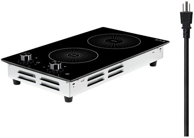 Main image of VEVOR Induction Cooktop 12in 2 Burners Built-in Electric Stove 110V 1800W, Low-Power Continuous Heating, Countertop Induction Burner, 11 Power Levels, Knob Control, Ceramic Glass, and Child Lock