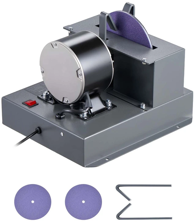 Alt view image 8 of 8 - VEVOR Lawn Mower Blade Sharpener, 1/3HP Lawnmower Blades Grinder with 7" Ceramic Grinding Wheel, 30° or 40° Blade Sharpening Machine for High Lift, Low Lift, Gator & Flat Blades