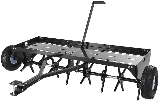 Main image of VEVOR Tow Behind Plug Aerator, 40 in Lawn Core Aerator Tool Universal Hitch, 150lbs Weight Capacity, Heavy Duty Pull Behind Spike Aerators with Tray & 10.6 in Wheels, for Farmland & Garden Tractors