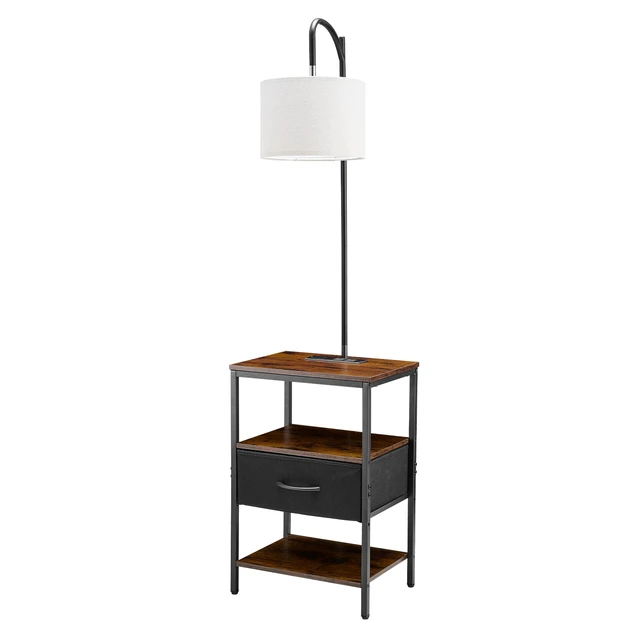 Alt view image 15 of 15 - VEVOR Floor Lamp with Table, 3-Tier End Table with Drawer and 3 Color Temperature Lighting, Modern Side Nightstand Bedside Desk with USB & Type C & AC Charging Port for Living Room, Bedroom, Dorm
