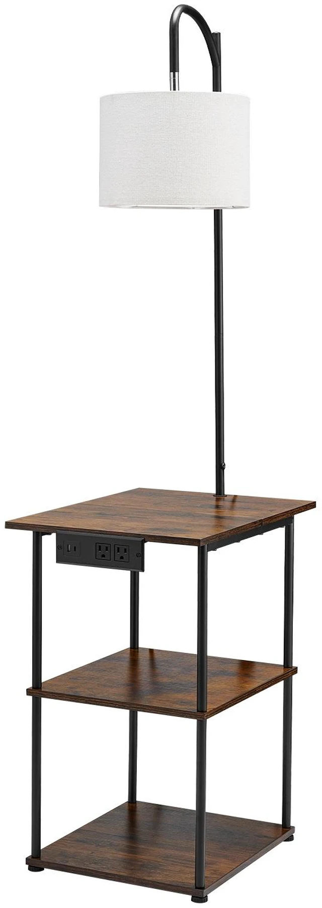 Alt view image 15 of 15 - VEVOR Floor Lamp with Table, Narrow 3-Tier End Table with Open Shelves & 3 Color Temperature Lighting, Side Nightstand Bedside Desk with USB & Type C & AC Charging Port for Living Room, Bedroom, Dorm