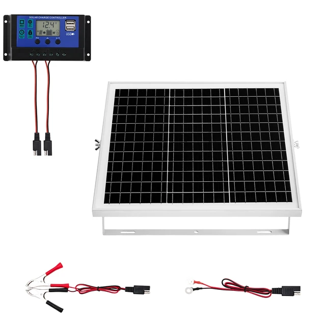 Alt view image 9 of 9 - VEVOR 20W 12V Solar Panel Battery Charger, Solar Battery Trickle Charger Maintainer with Intelligent MPPT Controller & Adjustable Mount Bracket, IP67 Waterproof for Car Boat RV Motorcycle Trailer