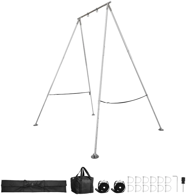 Main image of VEVOR Yoga Stand Frame, Max 310 lbs Load Swing Stand, Triangular Structure Pull Up Stands, Aerial Silk Stands with Height Adjustable & Aluminum Frame Legs, Stainless Steel Top Bar