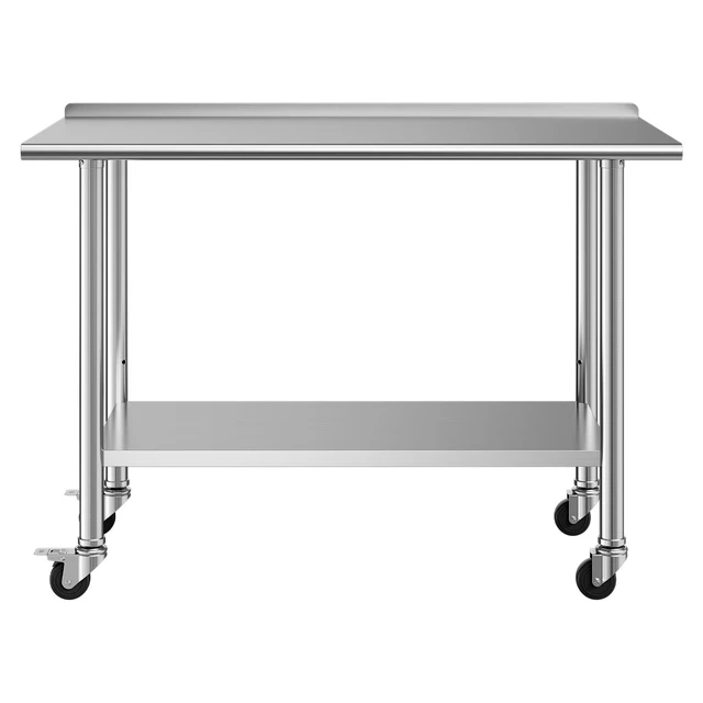 Alt view image 8 of 8 - VEVOR Stainless Steel Work Table, 24x48 inch Food Prep Table with Wheels, Commercial Kitchen Workstation with Adjustable Undershelf, Metal Heavy Duty Utility Worktable, for Restaurant Home Outdoor