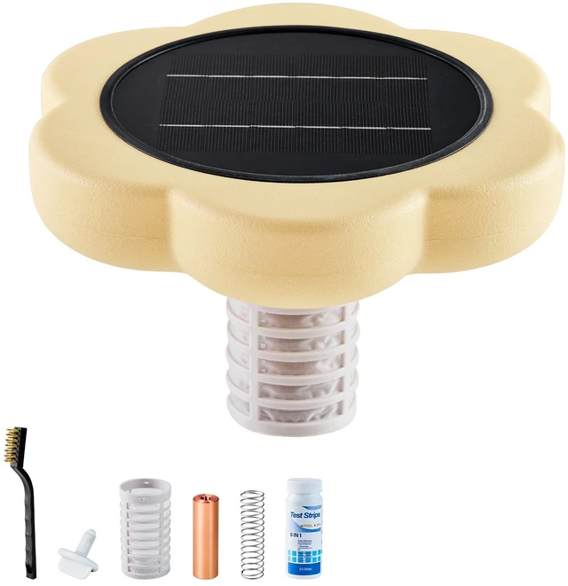 Main image of VEVOR Solar Pool Ionizer, Petal Copper Pool Ionizer Up to 45000 Gal, Floating Automatic Water Cleaner and Purifier, Chlorine Free Water, with Copper Anode, Spring, Brush and Filter for Pools & Spas