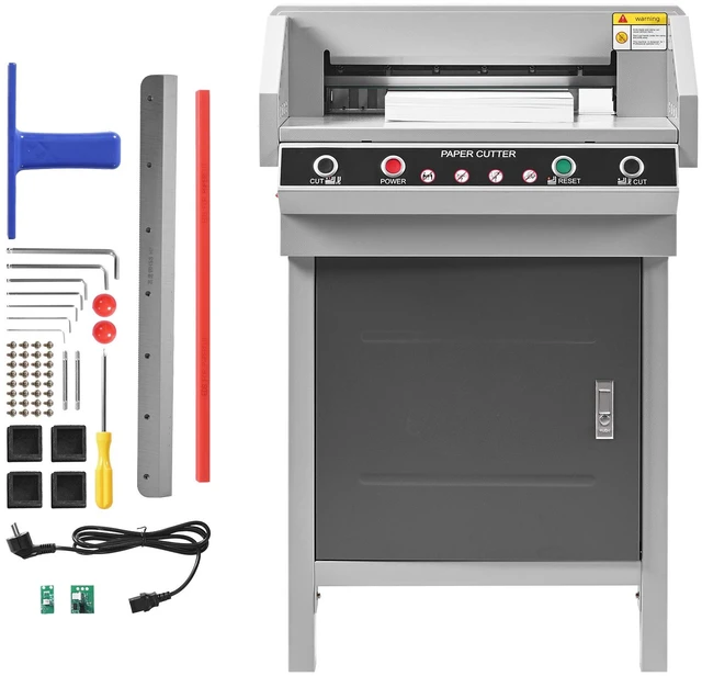 Alt view image 8 of 8 - VEVOR Electric Paper Cutter, Heavy Duty Metal Paper Cutter Machine, 17.72 inch Cutting Width, 1.57 inch Cutting Thickness, Electric Guillotine Trimmer with Infrared Function and Spare Blade