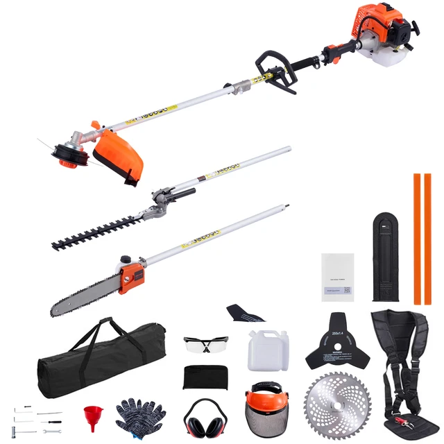 Alt view image 9 of 9 - VEVOR Gas Hedge Trimmer, 2 Cycle Gas Power Handheld Hedge Trimmer, 5-in-1 63cc Cordless Weed Eater with Protective Gear Set, Includes Hedge and String Trimmer, Brush Cutter(3T & 40T Blades), Pole Saw