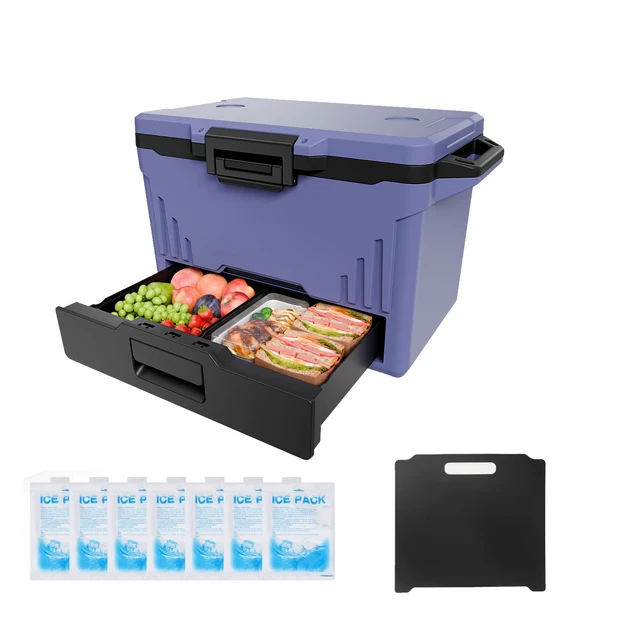 Alt view image 8 of 8 - VEVOR Hard Cooler, 50QT Portable Cooler, Leak-Resistant Coolbox Keeps Contents Cool for 48 Hours, Insulated Chests with Ice Retention and Heavy-Duty Handle, Ultra-Light for Camping, Concerts, Sports