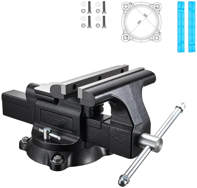 Main image of VEVOR Heavy Duty Bench Vise, 10" Jaw Width, Multi-Purpose Ductile Iron Bench Vise with Anvil and 360-Degree Locking Swivel Base, 4.3" Throat Depth, 10" Max Jaw Opening, for Drilling, Pipe Cutting