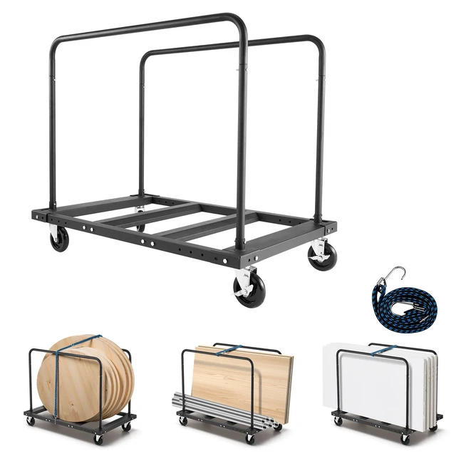 Alt view image 9 of 9 - VEVOR Drywall Cart Dolly, 1800 lbs Load Capacity, Steel Panel Truck Cart with 5 inch Swivel Casters, Lumber Drywall Dolly with Tie-Down Strap & 2 Side Handrails for Factory, Warehouse, Garage, Black