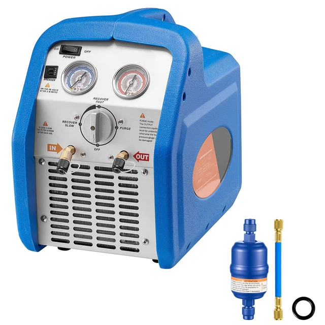 Alt view image 8 of 8 - VEVOR Portable Refrigerant Recovery Machine, 3/4 HP 120V 60Hz Single Cylinder AC Recovery Machine for Liquid Vapor Refrigerant, 1750 RPM Recycling Unit HVAC for Automotive & Household Air Conditioning