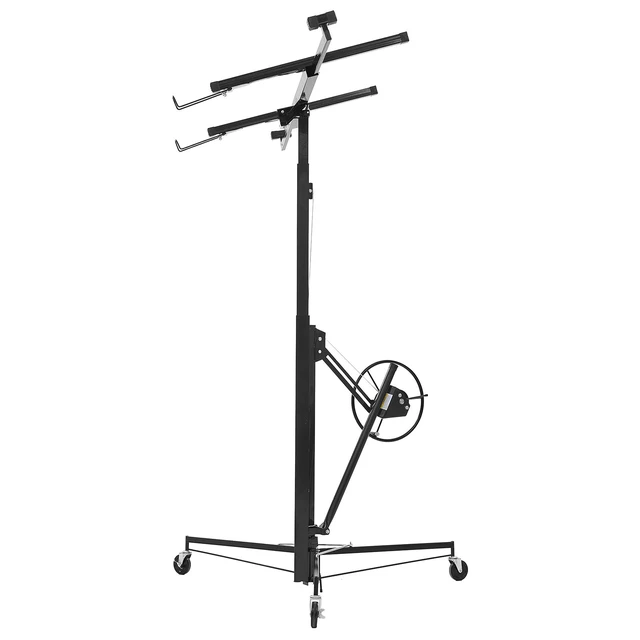 Alt view image 2 of 2 - 11ft Drywall Lift 150 lbs Sheetrock Hoist Adjustable Arm Lockable Wheels Black