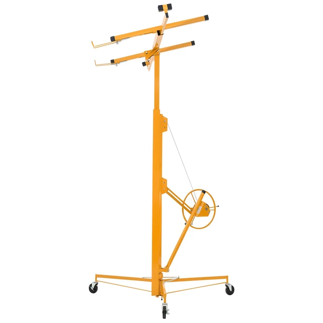 Alt view image 9 of 9 - 16ft Drywall Lift 150 lbs Sheetrock Hoist Adjustable Arm Lockable Wheels Yellow