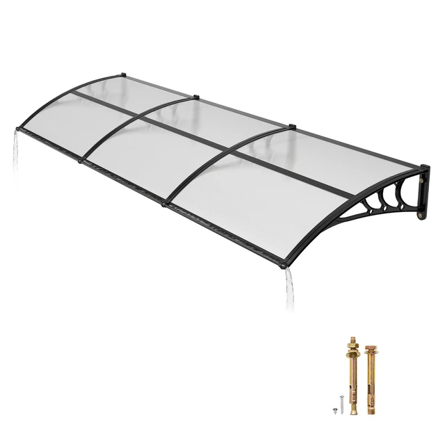 Alt view image 8 of 8 - VEVOR Awnings for Door Entrance, 38 x 117 in, Exterior Front Door Window Awnings with Drainage & ABS Bracket, Rain Snow Sun Protection, Overhang Polycarbonate Door Canopy for Porch Patio, Clear