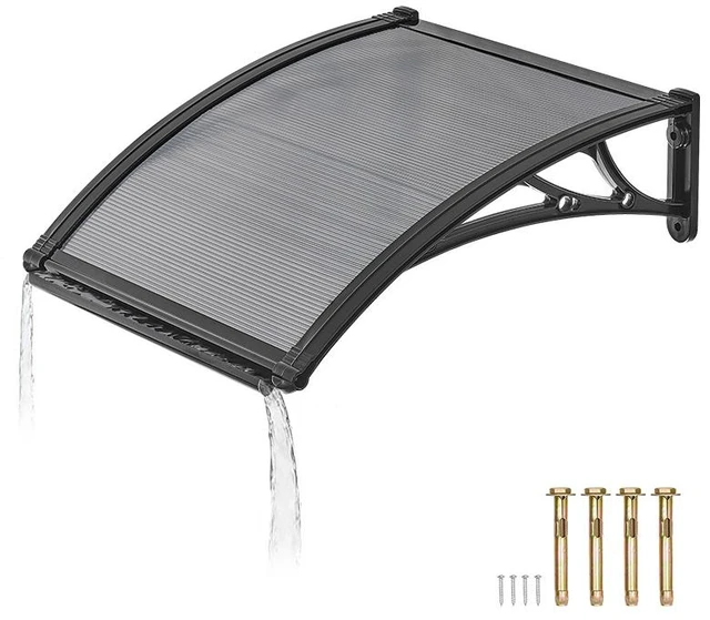Alt view image 8 of 8 - VEVOR Awnings for Door Entrance, 24 x 24 in, Exterior Front Door Window Awnings with Drainage & ABS Bracket, Rain Snow Sun Protection, Overhang Polycarbonate Door Canopy for Porch Patio, Smoky Gray