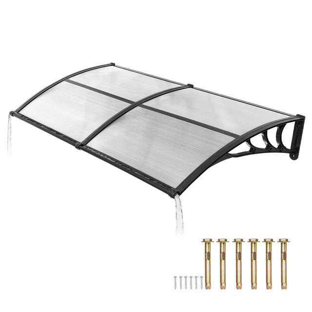 Alt view image 8 of 8 - VEVOR Awnings for Door Entrance, 38 x 78 in, Exterior Front Door Window Awnings with Drainage & ABS Bracket, Rain Snow Sun Protection, Overhang Polycarbonate Door Canopy for Porch Patio, Clear