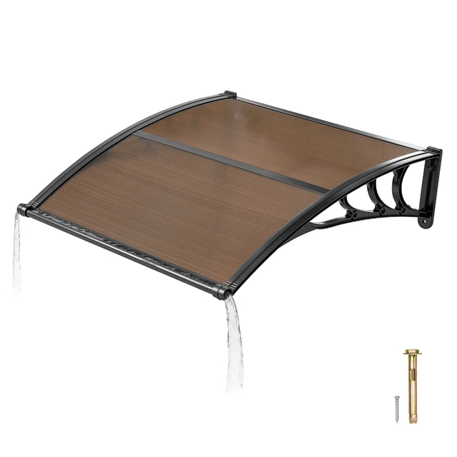 Alt view image 8 of 8 - VEVOR Awnings for Door Entrance, 38 x 40 in, Exterior Front Door Window Awnings with Drainage & ABS Bracket, Rain Snow Sun Protection, Overhang Polycarbonate Door Canopy for Porch Patio, Brown