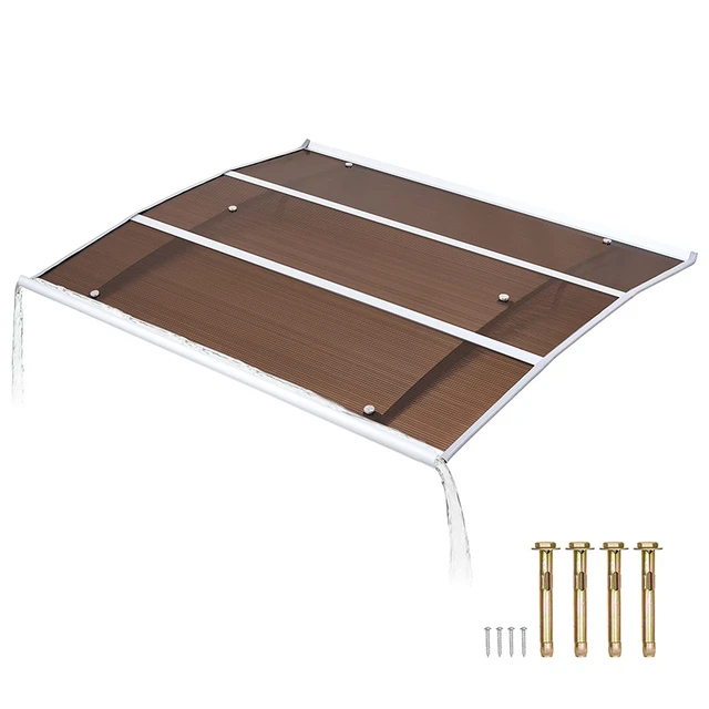Alt view image 8 of 8 - VEVOR Awnings for Door Entrance, 37 x 47 in, Exterior Front Door Window Awnings with Drainage & ABS Bracket, Rain Snow Sun Protection, Overhang Polycarbonate Door Canopy for Porch Patio, Brown