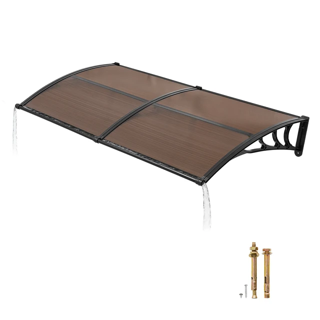 Alt view image 8 of 8 - VEVOR Awnings for Door Entrance, 38 x 78 in, Exterior Front Door Window Awnings with Drainage & Metal Bracket, Rain Snow Sun Protection, Overhang Polycarbonate Door Canopy for Porch Patio, Brown