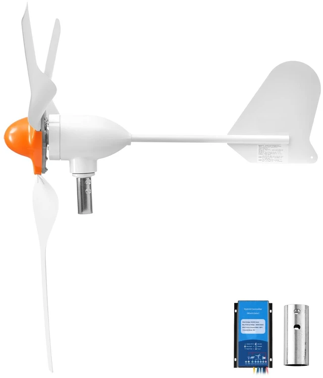 Alt view image 2 of 2 - VEVOR 1000W 12V Wind Turbine Generator, 3-Blade Wind Turbine Kit with Wind/Solar Hybrid Controller, Efficient 3-Phase AC Permanent Wind Power Generator for RV Boat Home Farm (Tower Pole Not Include)