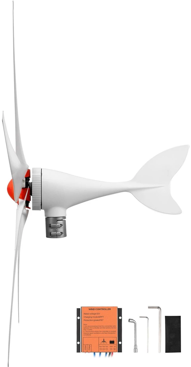 Main image of VEVOR 800W 12V Wind Turbine Generator, 5-Blade Wind Turbine Kit with MPPT Controller, High-Efficiency 3-Phase AC Permanent Wind Power Generator for RVs, Boats, Home, Farm (Tower Pole Not Included)