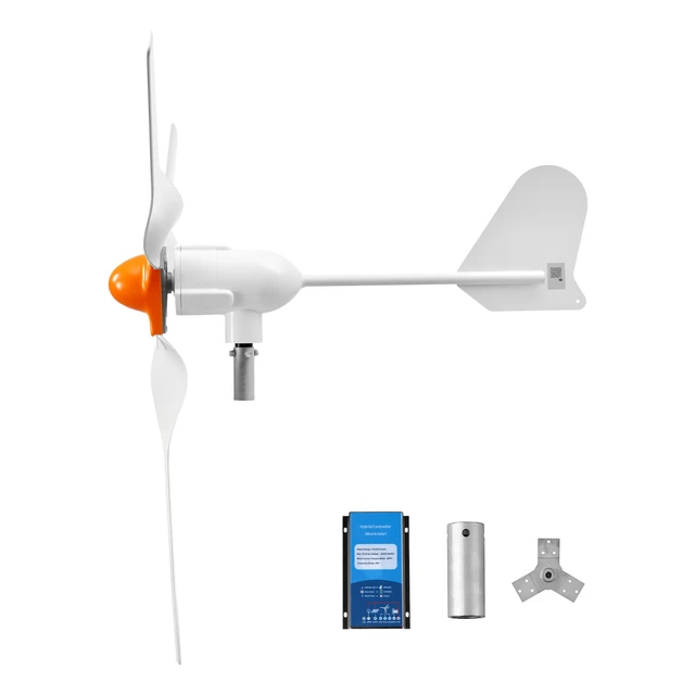 Alt view image 2 of 2 - VEVOR 1200W 24V Wind Turbine Generator, 3-Blade Wind Turbine Kit with Wind/Solar Hybrid Controller, Efficient 3-Phase AC Permanent Wind Power Generator for RV Boat Home Farm (Tower Pole Not Included)