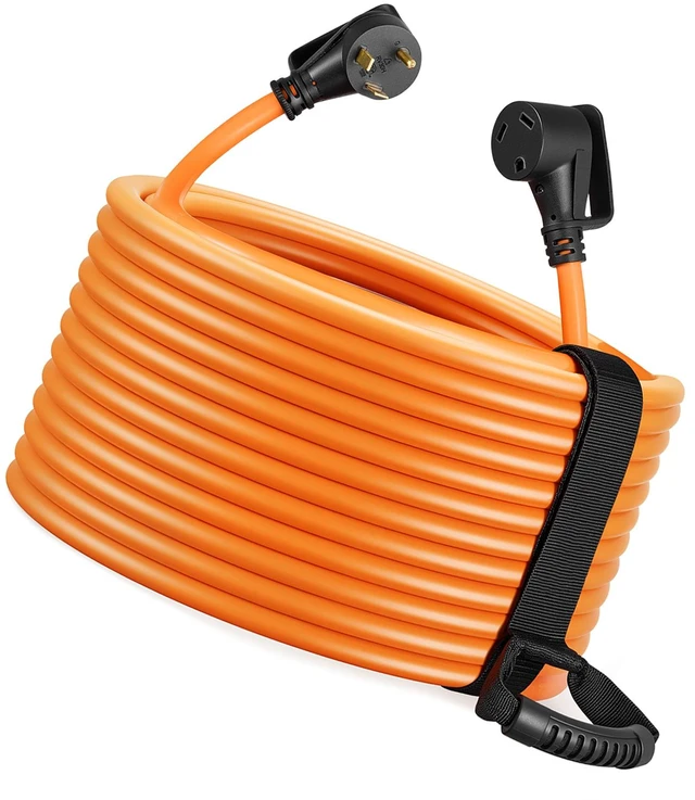 Alt view image 8 of 8 - VEVOR 30 Amp 75 Feet RV Extension Cord, 125V 2500W, Heavy Duty 10/3 Gauge STW RV Power Cord, NEMA TT-30P to NEMA TT-30R, with Power Indicator, Cord Organizer, 15A Adapter, for Camper Travel Trailer