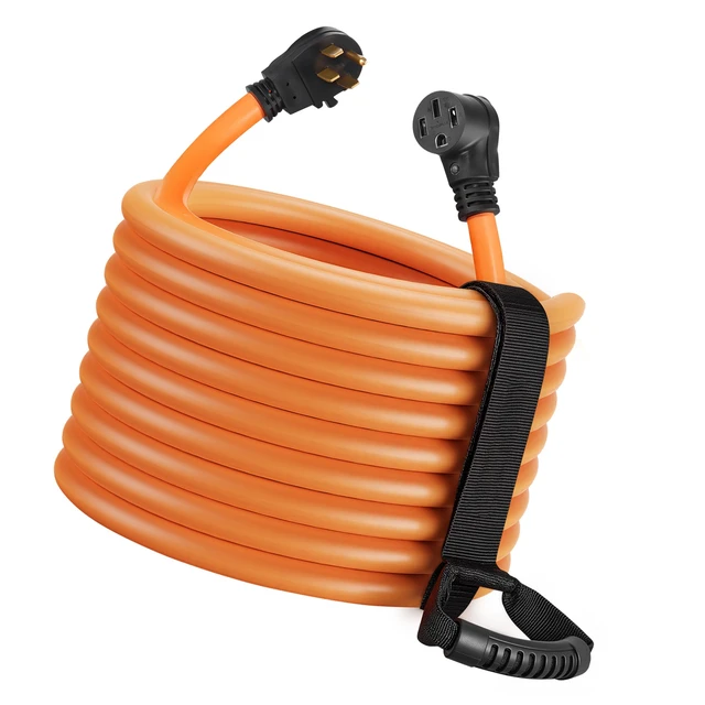 Alt view image 8 of 8 - VEVOR 50 Amp 75 Feet RV Extension Cord, 125V/250V 7500W, Heavy Duty 6/3 + 8/1 Gauge STW RV Power Cord, NEMA 14-50P to NEMA 14-50R, with Power Indicator, Cord Organizer, 15A Adapter, for Camper Trailer