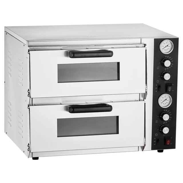 Alt view image 8 of 8 - Pizza Oven Electric, 18" Double-Deck Commercial Countertop Pizza Oven, 842°F Max Temp, Indoor Pizza Maker with Thermometer, Independent Upper & Lower Temp Control & Timer for Home Restaurant