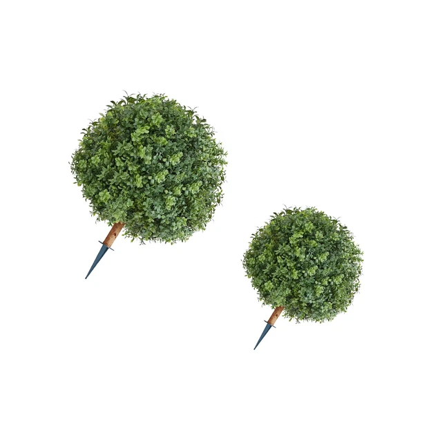 Alt view image 2 of 2 - VEVOR Artificial Topiary Boxwood Trees with Ground Spike, 22 inch 2 Set Faux Shrubs & Bushes Potted Plants, Fake Silk Tree Look Real for Decor Front Porch Outdoor Indoor Patio Garden Balcony Backyard