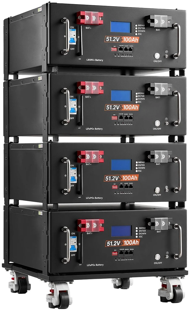 Main image of VEVOR 48V 100Ah LiFePO4 Lithium Battery, Built-in 100A BMS, 51.2V Server Rack LiFePO4 Battery with Bluetooth & Display, 5120Wh Capacity, 6000 Cycles, for Solar Energy Storage Home Backup Power, 4 Pack