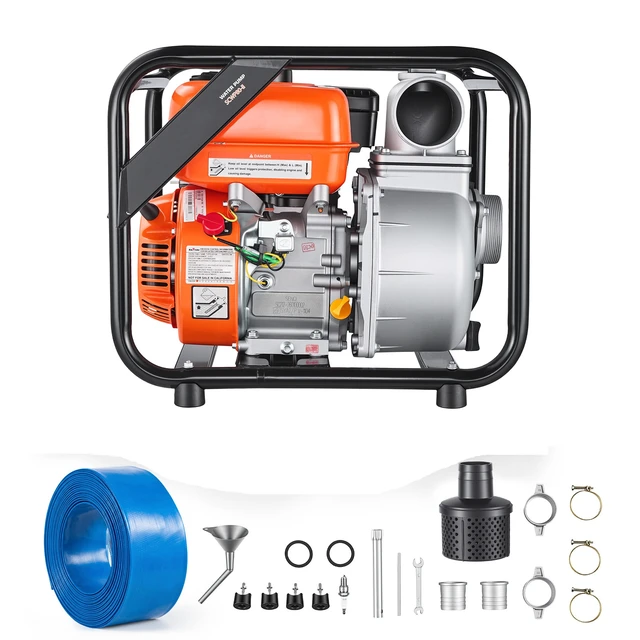 Alt view image 8 of 8 - VEVOR Gas Powered Water Pump, 3 in, 264 GPM 7HP Semi Trash Water Transfer Pump Portable, Gasoline Engine with 25 ft Discharge Hose, Heavy Duty Frame, Cast Iron Impeller, for Irrigation, Ponds, Pools