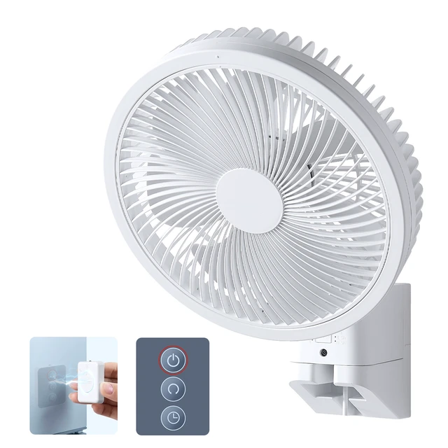 Alt view image 8 of 8 - VEVOR 8.5 in Wall Mount Fan, Oscillating Hanging Fan with Remote Control, 10 ft Powerful Airflow, DC Motor, 4 Speeds & Timer, Auto 90° Horizontal & Manual Vertical Tilt, Ideal for Home, Office, RV
