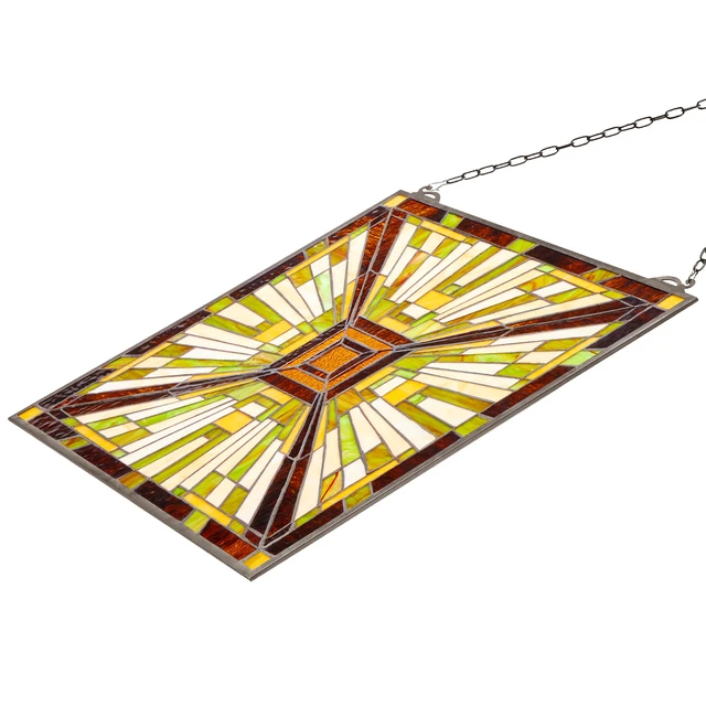 Alt view image 9 of 9 - VEVOR Stained Glass Tiffany Style Hanging Window Panel with Chain 20 x 21 Inches