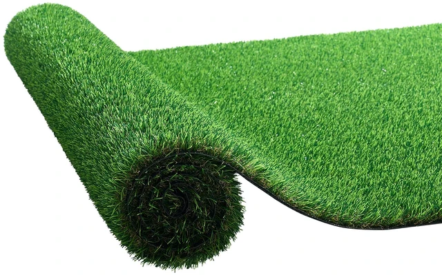 Main image of VEVOR Artificial Grass, 15 x 7 ft Fake Grass Turf Rug, 1.38 in Pile Height Realistic Synthetic Lawn Carpet Roll Mat, Easy Clean Drainage Holes for Patio, Garden, Balcony, Outdoor Indoor Decor, Green