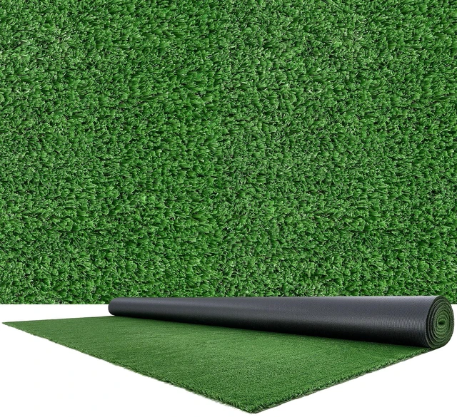 Main image of VEVOR Artificial Grass, 18 x 10 ft Fake Grass Turf Rug, 0.6 in Pile Height Realistic Synthetic Lawn Carpet Roll Mat, Easy Clean Drainage Holes for Patio, Garden, Balcony, Outdoor Indoor Decor, Green