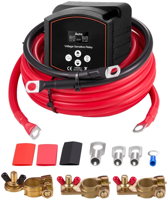 Alt view image 2 of 2 - VEVOR Dual Battery Isolator Kit, 12V 300 Amp, Manual and Automatic VSR Voltage Sensitive Relay with Voltmeter, LCD Screen, Smart Battery Isolator, Compatible with Lead-Acid Batteries, for UTV, ATV