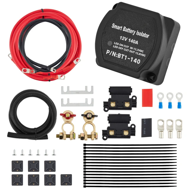 Alt view image 9 of 9 - VEVOR Split Charge Relay Kit, 6mtr 12V, Automatic Dual Battery Isolator Kit with 140AMP Voltage Sense Relay VSR, Compatible with RV Marine Car Vehicle Truck Caravan Camper Yacht ATV UTV Boats Workshop