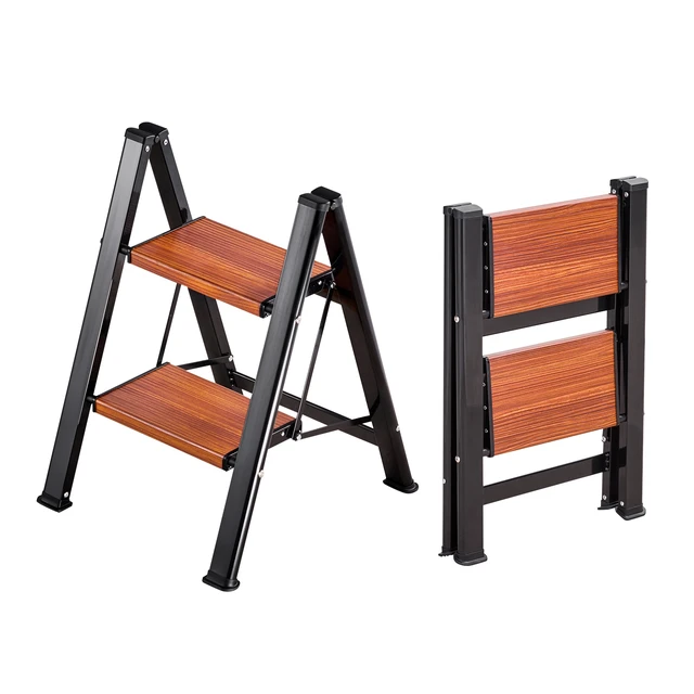 Alt view image 8 of 8 - VEVOR 2 Step Ladder, Folding Step Stool with Wide Anti-Slip Pedal and Comfort Handgrip, Lightweight 330 lbs Capacity Portable Aluminum Plant Support, Multi-Use for Adults, Home Repairing, Cleaning