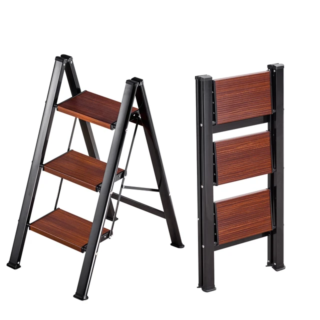 Alt view image 8 of 8 - VEVOR 3 Step Ladder, Folding Step Stool with Wide Anti-Slip Pedal and Comfort Handgrip, Lightweight 330 lbs Capacity Portable Aluminum Plant Support, Multi-Use for Adults, Home Repairing, Cleaning