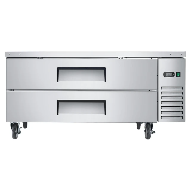 Alt view image 8 of 8 - Chef Base Refrigerator, 52" W Commercial Chef Bases Worktop Refrigerators, 2-Drawer Under Counter Fridge with 8 Pans Stainless Steel, Heavy-Duty Refrigerated Base, Invisible Door Handle
