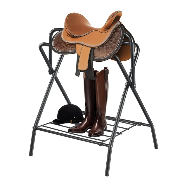 Alt view image 15 of 15 - VEVOR Folding Saddle Rack Portable Freestanding Horse Saddle Stand 132 LBS